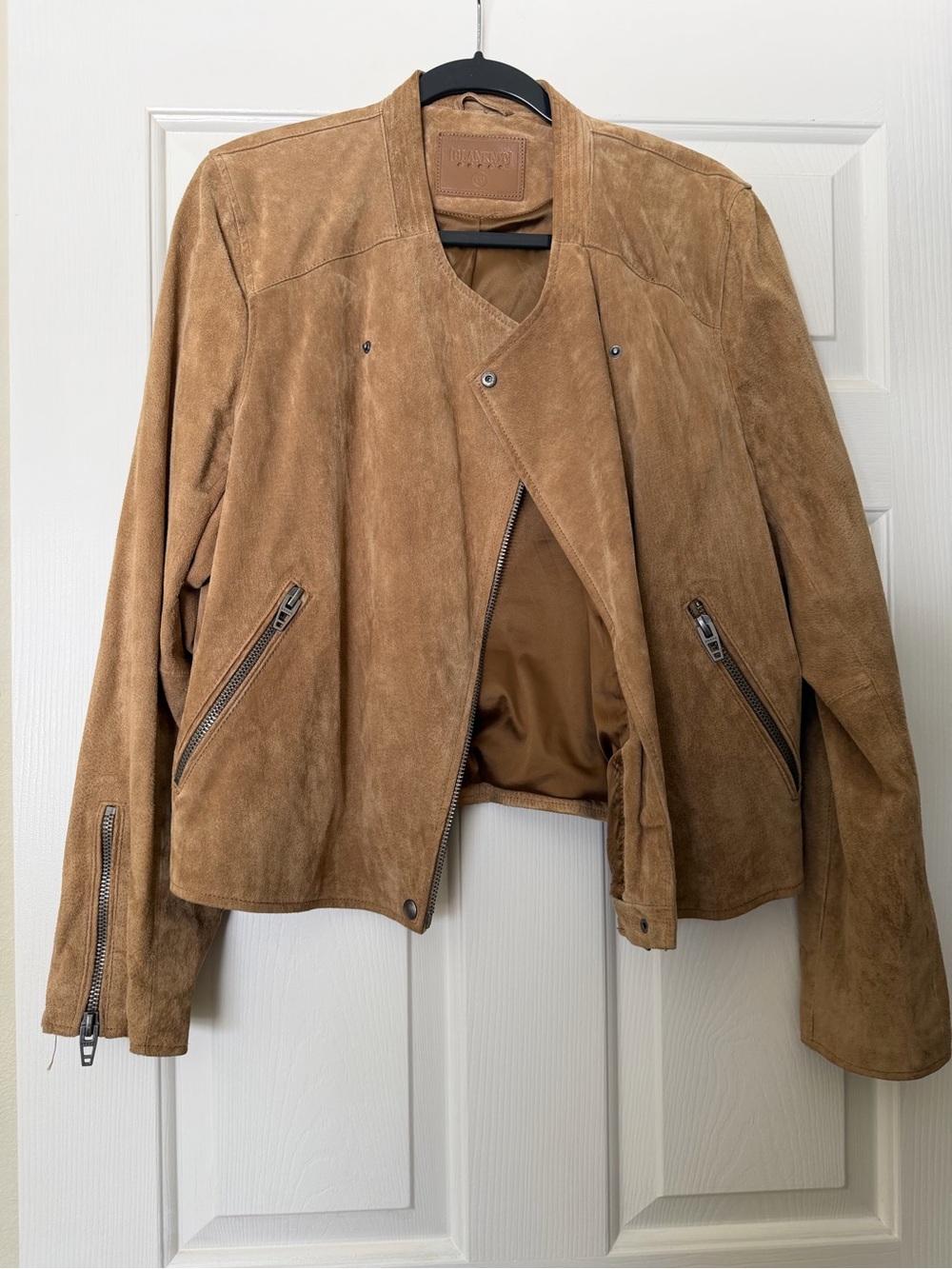 Blank NYC- Leather Suede Moto Jacket - Camel